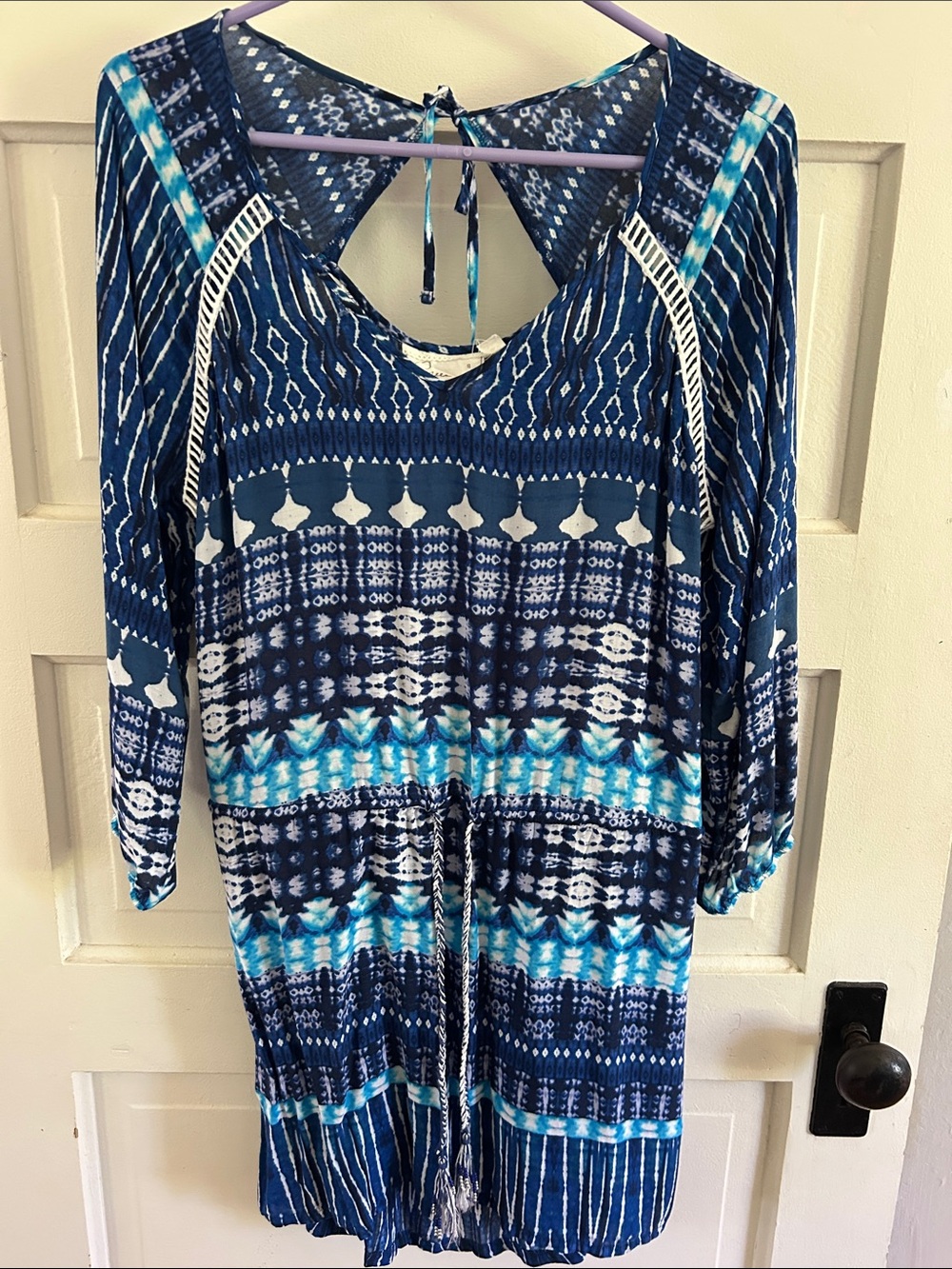 Green Dragon Blue & White Patterned Boho Dress